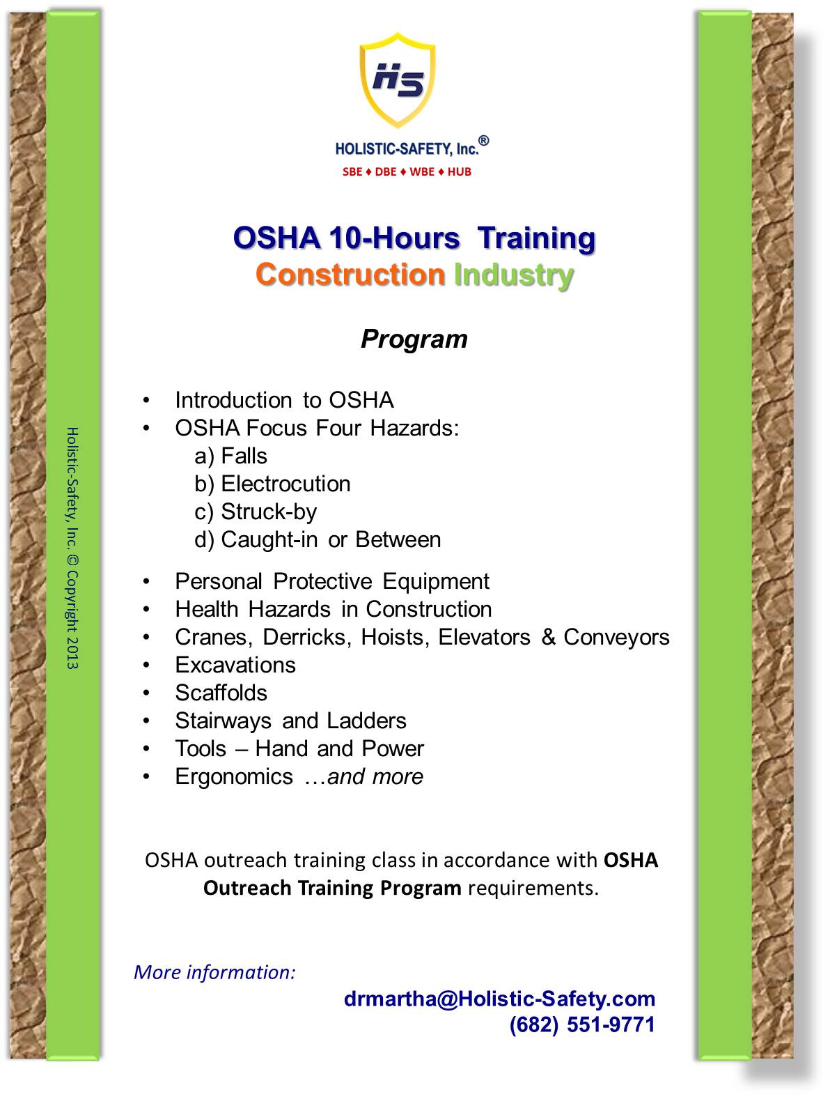 OSHA 10 & 30 Hours Training for Construction in Spanish